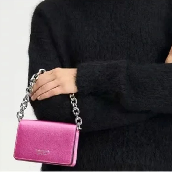 Kate Spade Bikini Pink Dual Chain Card Case Crossbody - Picture 7 of 7